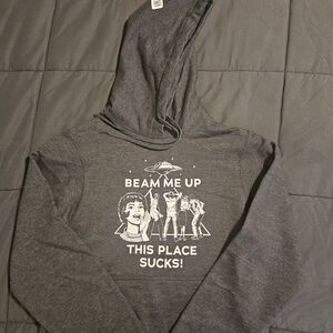 Stranger Things Netflix Gray Hoodie with Logo - Beam Me Up